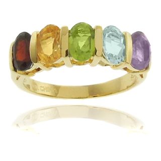 Gem Jolie 18k Gold Overlay Multi gemstone 5 stone Ring