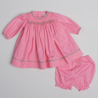 Petit Ami Newborn Girls Pink Trim Detail Dress