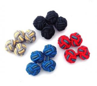 C115 Silk Knot Cufflinks   Yellow/Red/Blue/Black: Clothing