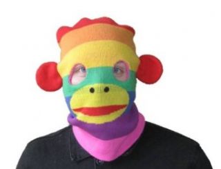 Rainbow Sock Monkey Acrylic Knit Face Bank Robber Mask