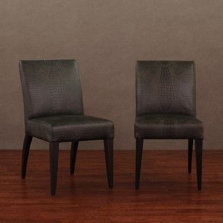 Elvira Bronze Croco styled Leather Dining Chairs (Set of 2