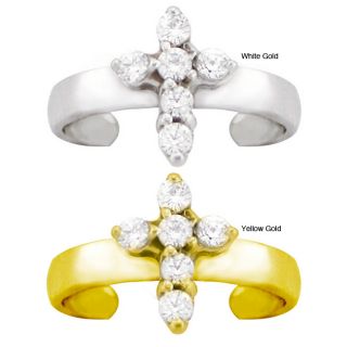 gold 1 8ct tdw diamond pave cross toe ring g h si1 si2 today $ 134 99