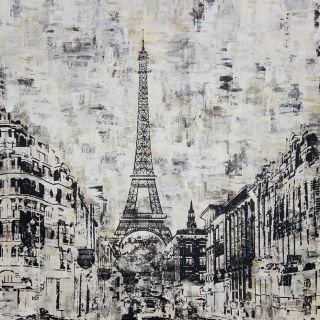 Art in Style La Tour Eiffel Paris Black and White Hand Painted Wall