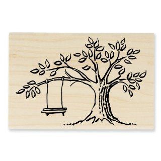 Stampendous P121 Wood Handle Rubber Stamp, Tree Swing