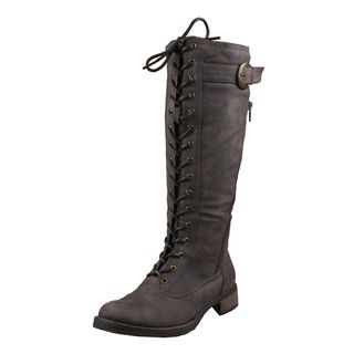 Refresh by Beston Womens Cici Lace up Combat Boots