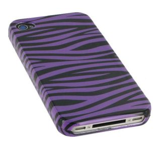 Apple iPhone 4 Black and Purple Zebra Plastic Case