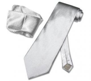 Solid SILVER GRAY NeckTie & Handkerchief Matching Set Grey