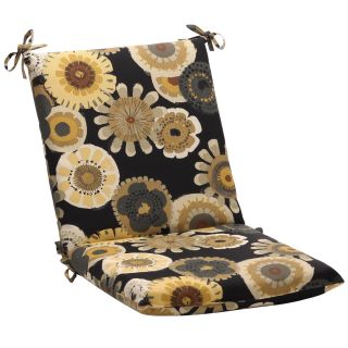 Squared Black/ Yellow Floral Outdoor Chair Cushion