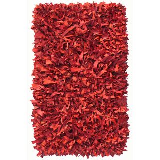 Deluxe Leather Red Shag Rug (5 x 8)