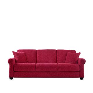 Portfolio Rio Convert a Couch Crimson Red Chenille Rolled Arm Futon