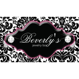 Jewelry Business Card Pink Damask Diamonds Office