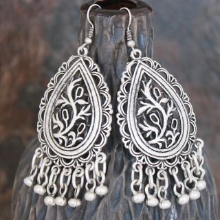 Silverplated Pewter Monarch Filigree Dangle Earrings (Turkey