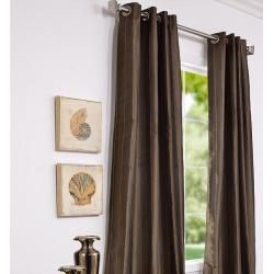 Grommet Striped Brown Faux Silk Jacquard 95 inch Curtain Panel