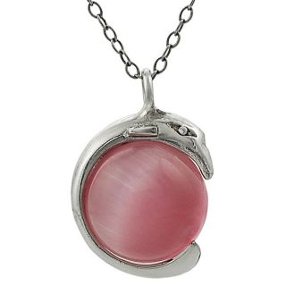 Tressa Sterling Silver Pink Faux Tigers Eye Dolphin Necklace