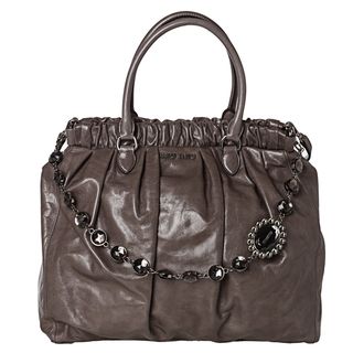 Miu Miu RN0819 US0 F0031 Vitello Shine Textured Leather Tote Bag