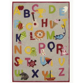 Hand carved Alexa Kids Alphabets & Letters Beige Wool Rug (36 x 56)