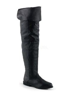 Flat Renaisance Black Thigh High Leather Boots   7: Shoes