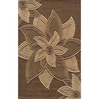 Hand tufted Lotus Mocha Wool Rug (8 x 10)