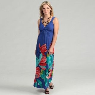 Spense Womens Floral Knot Front Maxi Dress