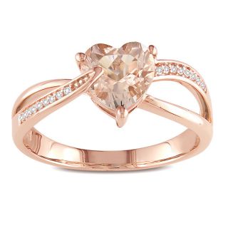 Miadora 10k Pink Gold Morganite and Diamond Accent Heart Ring