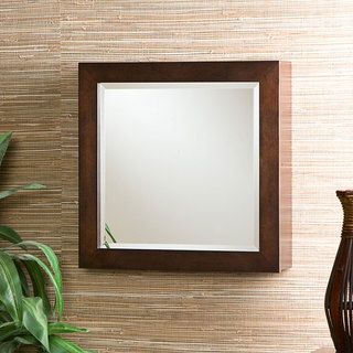 MDF Espresso Square Wall Mount Beveled Mirror Jewelry Armoire Wood Box