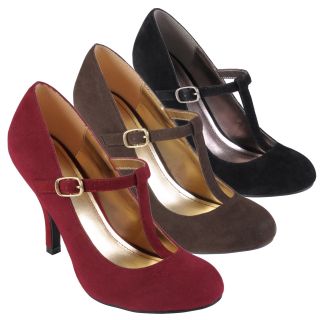 Journee Collection Womens Lisa Sueded T strap Round Toe Pumps Today