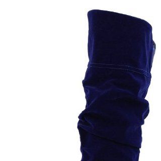 Qupid Womens Neo 144 Velvet Knee High Boots