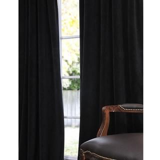 Signature Warm Black Velvet 108 inch Blackout Curtain Panel