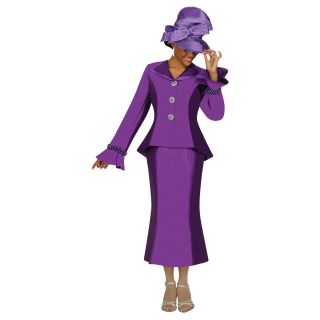 Divine Apparel Purple Pearl Accented Skirted Suit Set Today $94.99