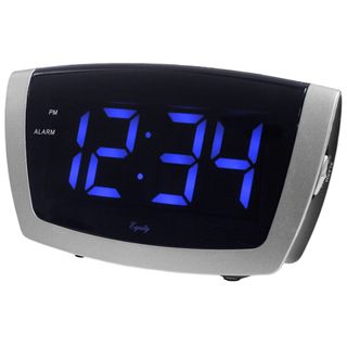 Large Blue LED Alarm Clock with USB Port