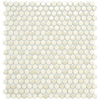 SomerTile 11.25x12 inch Posh Penny Round Almond Porcelain Mosaic Tiles