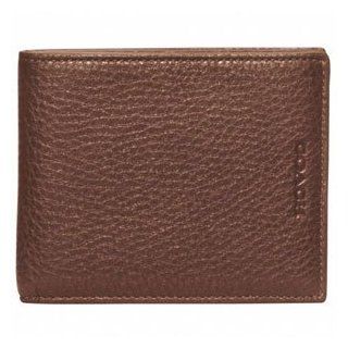 Coach Slim Pebbled Brown Mahogany Leather Double Billfold Bifold Mens