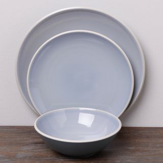 Denby Intro Edge Blue 12 piece Stoneware Dinnerware Set