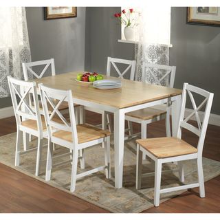 Crossback White/ Natural 7 piece Dining Set