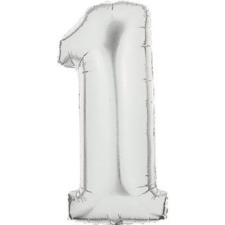 Number 1 Metallic Silver 40in Balloon Toys & Games