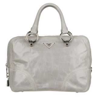 Prada BL0702 Light Grey Leather Bowler Bag
