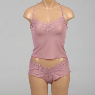 Illusions Stretch Mesh Cami & Boy short Set with Embroidered Trim