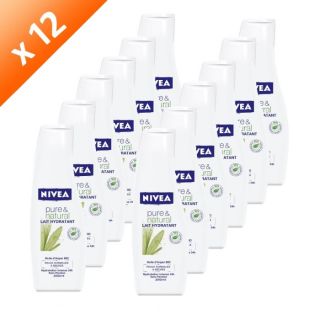 Lot de 12   NIVEA Lait Hydratant Pure & Natural 250 ml   Sans paraben