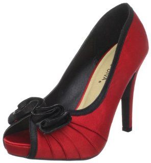  Wild Diva Womens Erin 159 Open Toe Pump,Red,5.5 M US Shoes