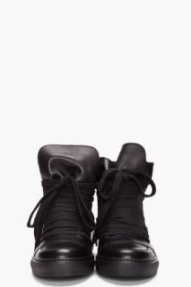 KRISVANASSCHE Black Leather Lace Sneakers for men
