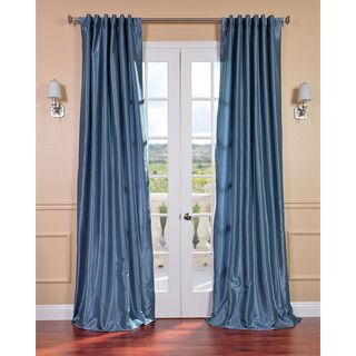 Provencial Blue Vintage Faux Dupioni Silk 96 inch Curtain Panel