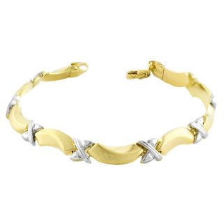 10k Two tone Gold Ribbons and Petals Link Bracelet