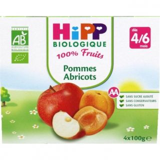 HiPP Biologique   100% fruits Pommes Abricots   Produits issus de l