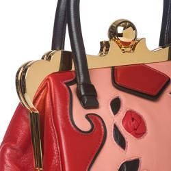 Miu Miu Red/ Pink Rose embellished Handbag