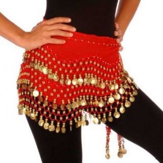 of 10 Chiffon Belly Dance Hip Scarf   158 Coins (Model NC) Clothing