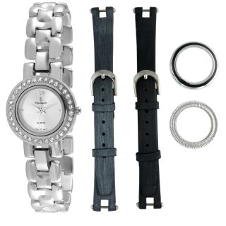 Peugeot Womens Steel Interchangeable Bezel and Strap Watch Set MSRP