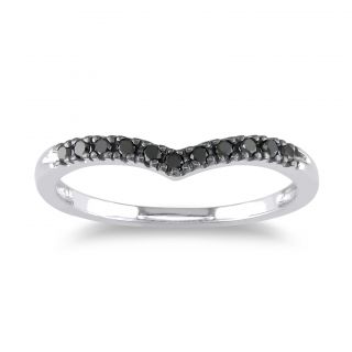 Miadora 10k White Gold 1/6ct TDW Black Diamond Semi eternity Ring