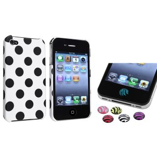 White with Black Dot Case/ Home Button Sticker for Apple iPhone 4/ 4S