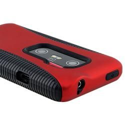 Red and Black Hybrid Case/ Headset/ Screen Protector for HTC EVO 3D