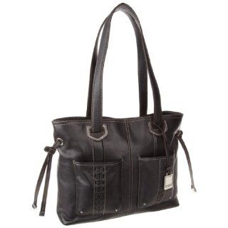Womens Tignanello Leather Purse Handbag On My Tab Tote Black: Shoes